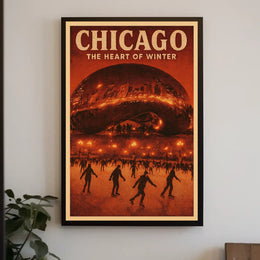 Chicago Winter Scene Poster