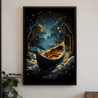 Serene Woodland Fantasy Nighttime Scene Art Poster