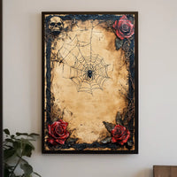 Vintage Gothic Skull with Roses Artistic Pop Culture Poster