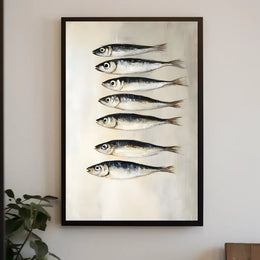 School Of Fish Poster Minimalist Coastal Wall Art