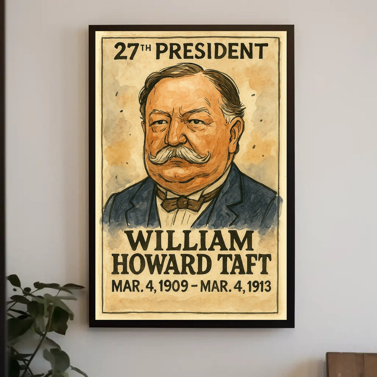 William Howard Taft 27th President of the United States Exaggerated Cartoon Sketch Poster