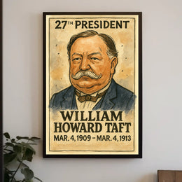 William Howard Taft 27th President of the United States Exaggerated Cartoon Sketch Poster
