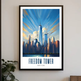 Freedom Tower NYC Skyline City Poster Modern Wall Art