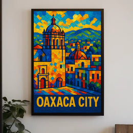 Oaxaca City Vibrant Mosaic Poster
