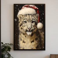 Festive Snow Leopard Poster
