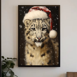 Festive Snow Leopard Poster