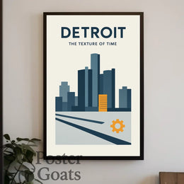 Detroit Cityscape Modern Industrial Urban Artwork Poster