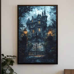 Gothic Haunted Mansion Atmosphere Victorian Era Cultural Heritage Poster
