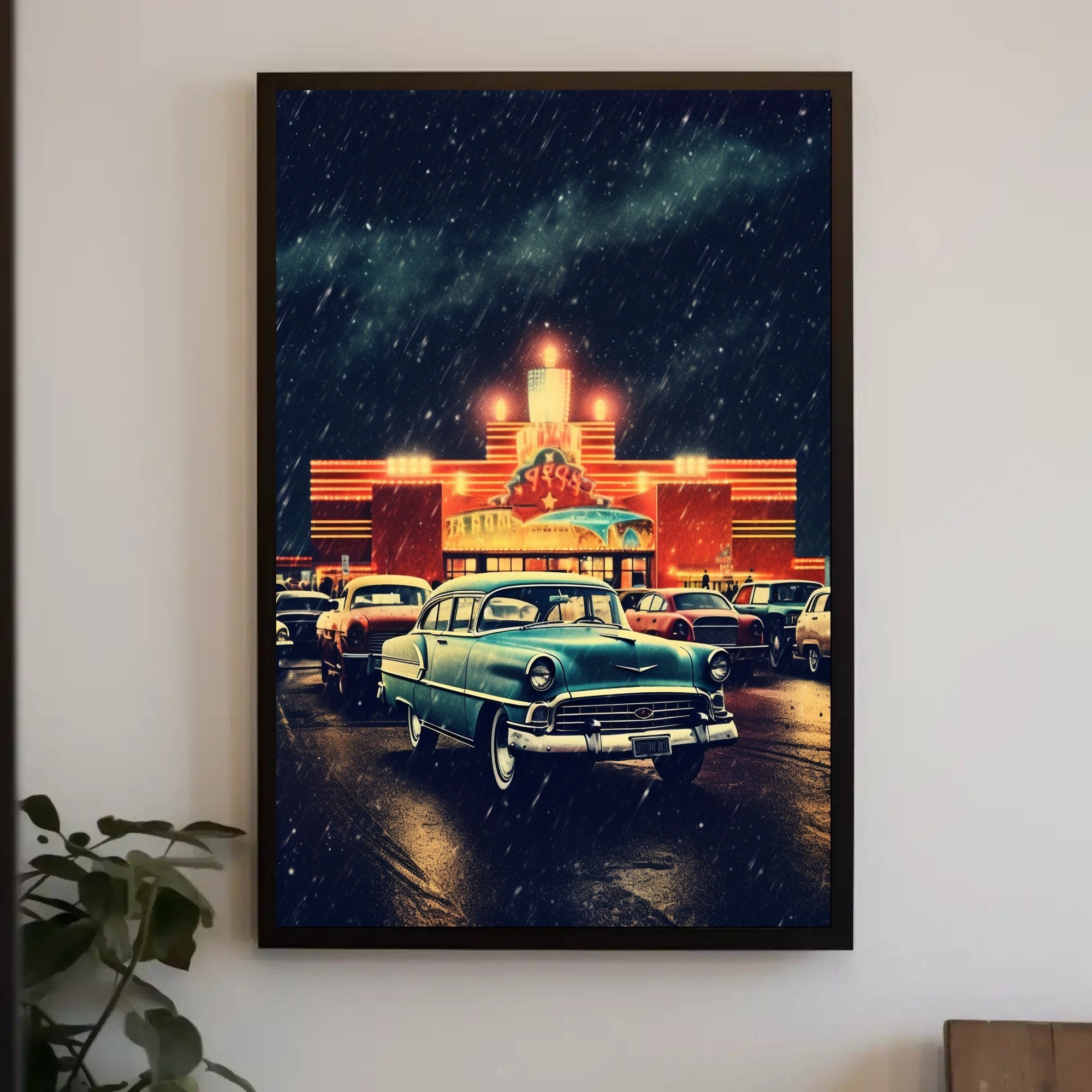 Retro Drive-In Night Poster