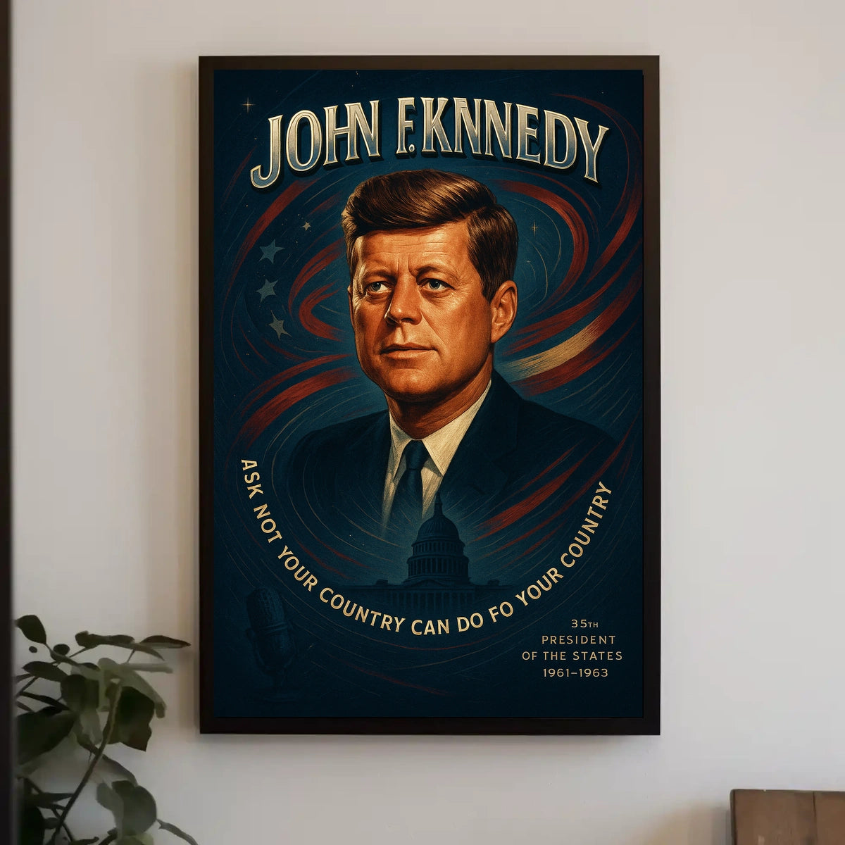 John F. Kennedy Patriotic Leadership Vintage Poster