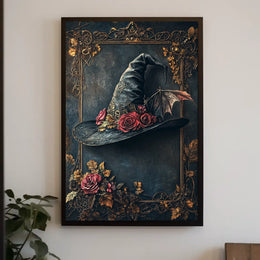 Magical Witch Hat with Roses Artistic or Pop Culture Poster