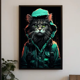 Anthropomorphic Cat Poster: Urban Fantasy Art Print