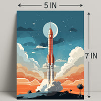 Rocket Launch At Dusk Poster