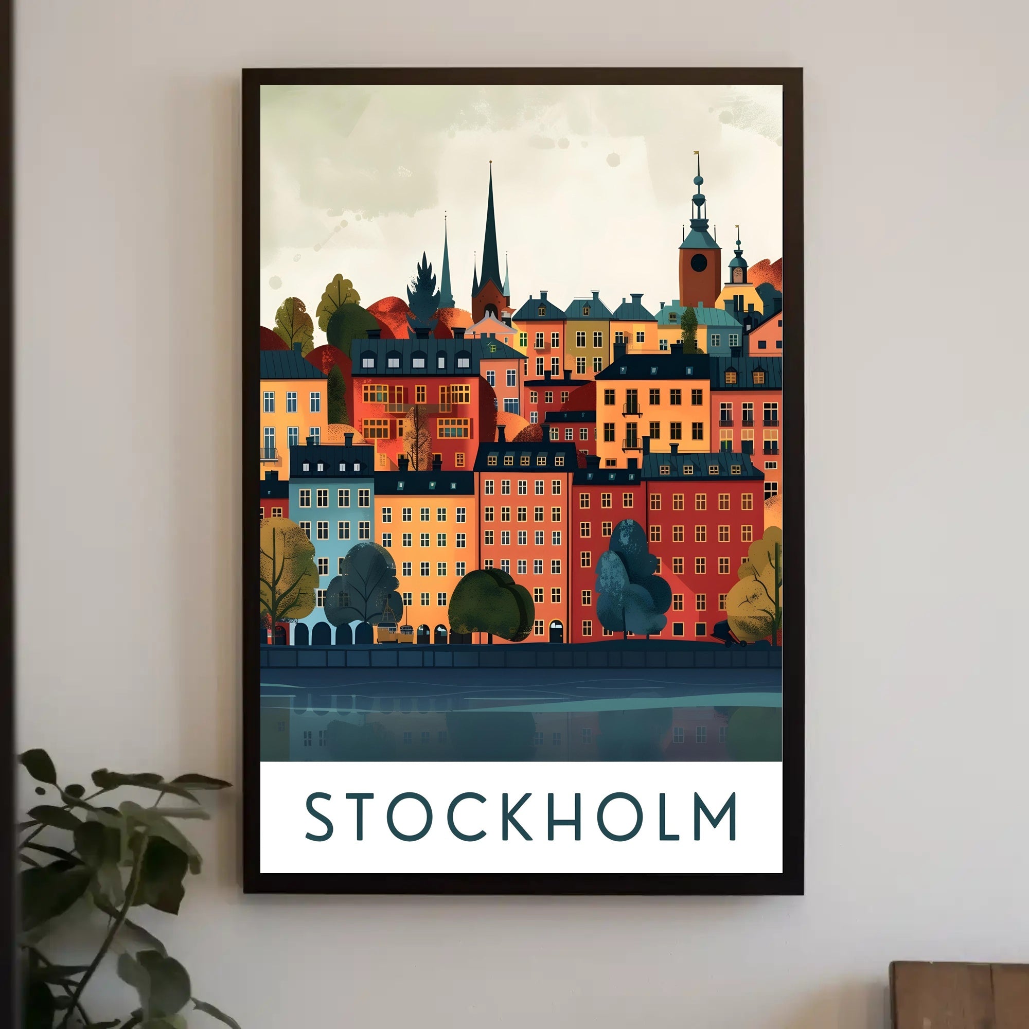 Stockholm Cityscape with Classic European Architecture Travel Poster
