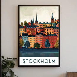 Stockholm Cityscape with Classic European Architecture Travel Poster
