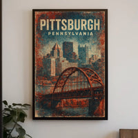 Pittsburgh Vintage Cityscape Retro Poster