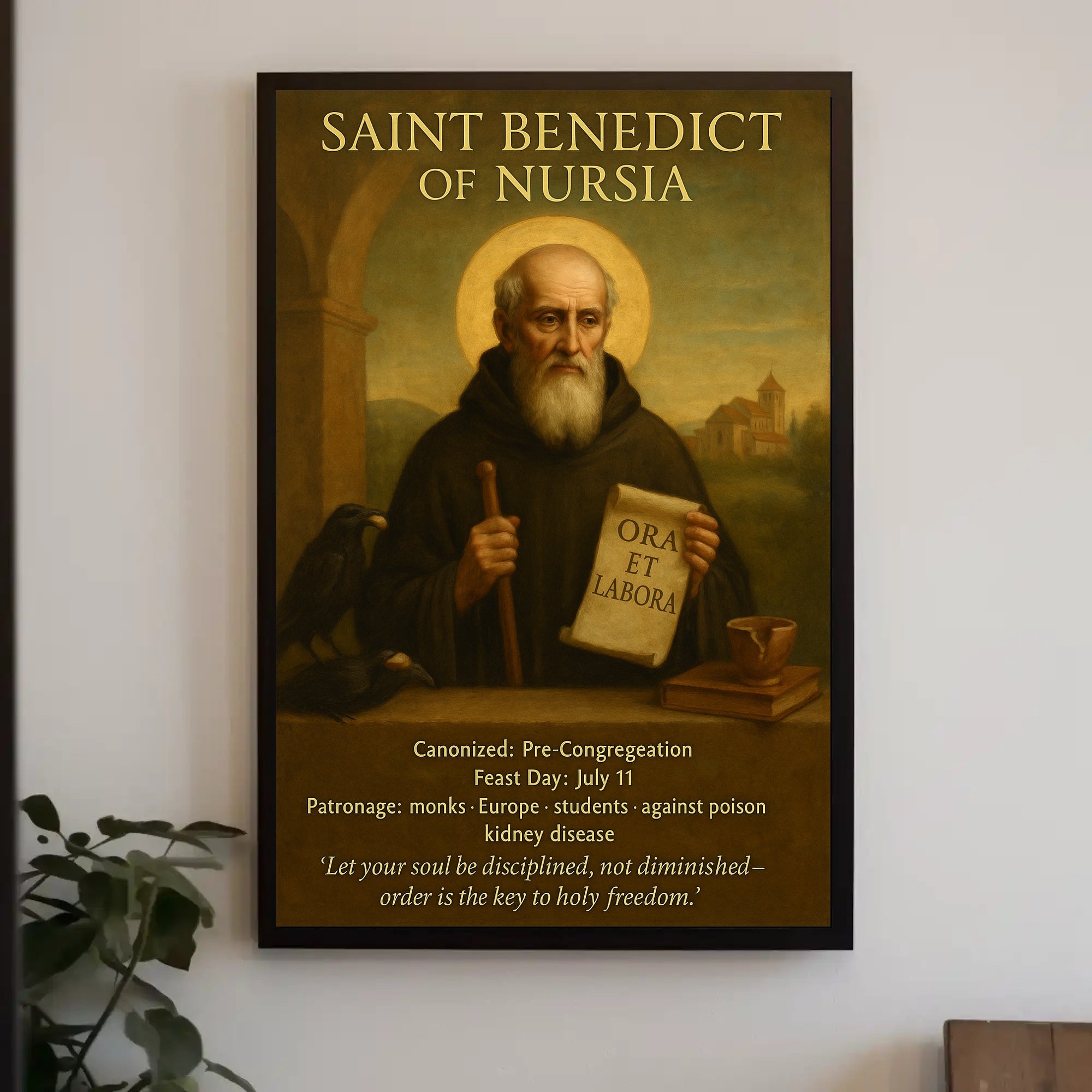 Saint Benedict Vintage Religious Art - Spirituality Poster