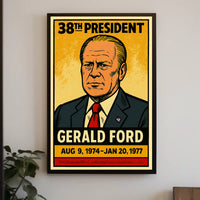 Gerald Ford 38th President of the United States Inked Comic Style Poster