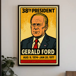 Gerald Ford 38th President of the United States Inked Comic Style Poster