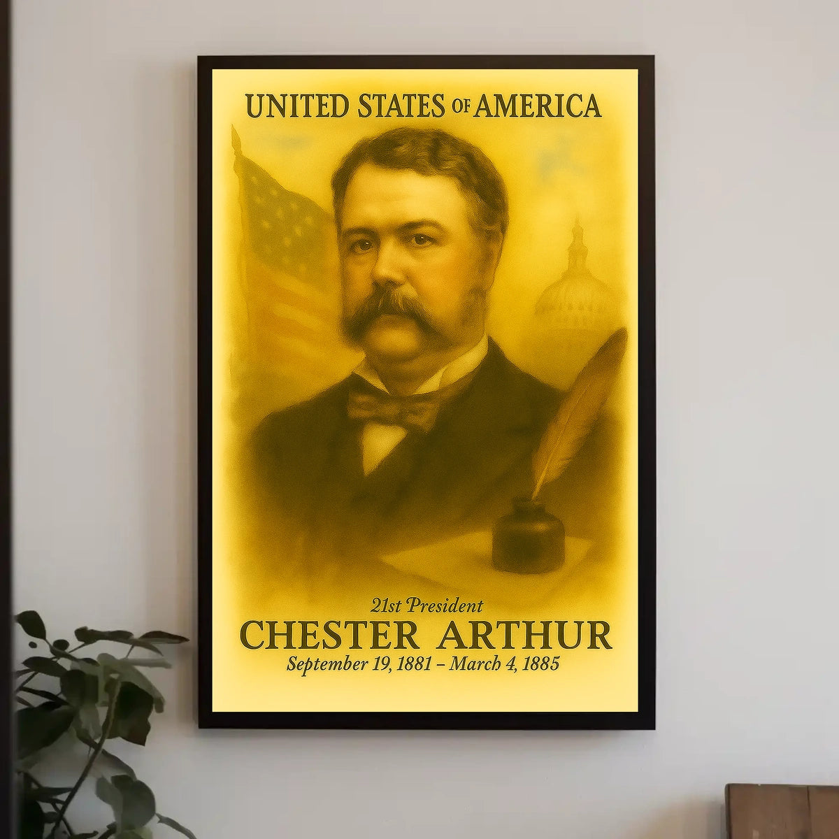 Chester A. Arthur 21st President of the United States Vintage Watercolor Poster