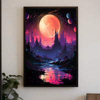Surreal Cosmic Landscape: Vibrant Alien World Poster