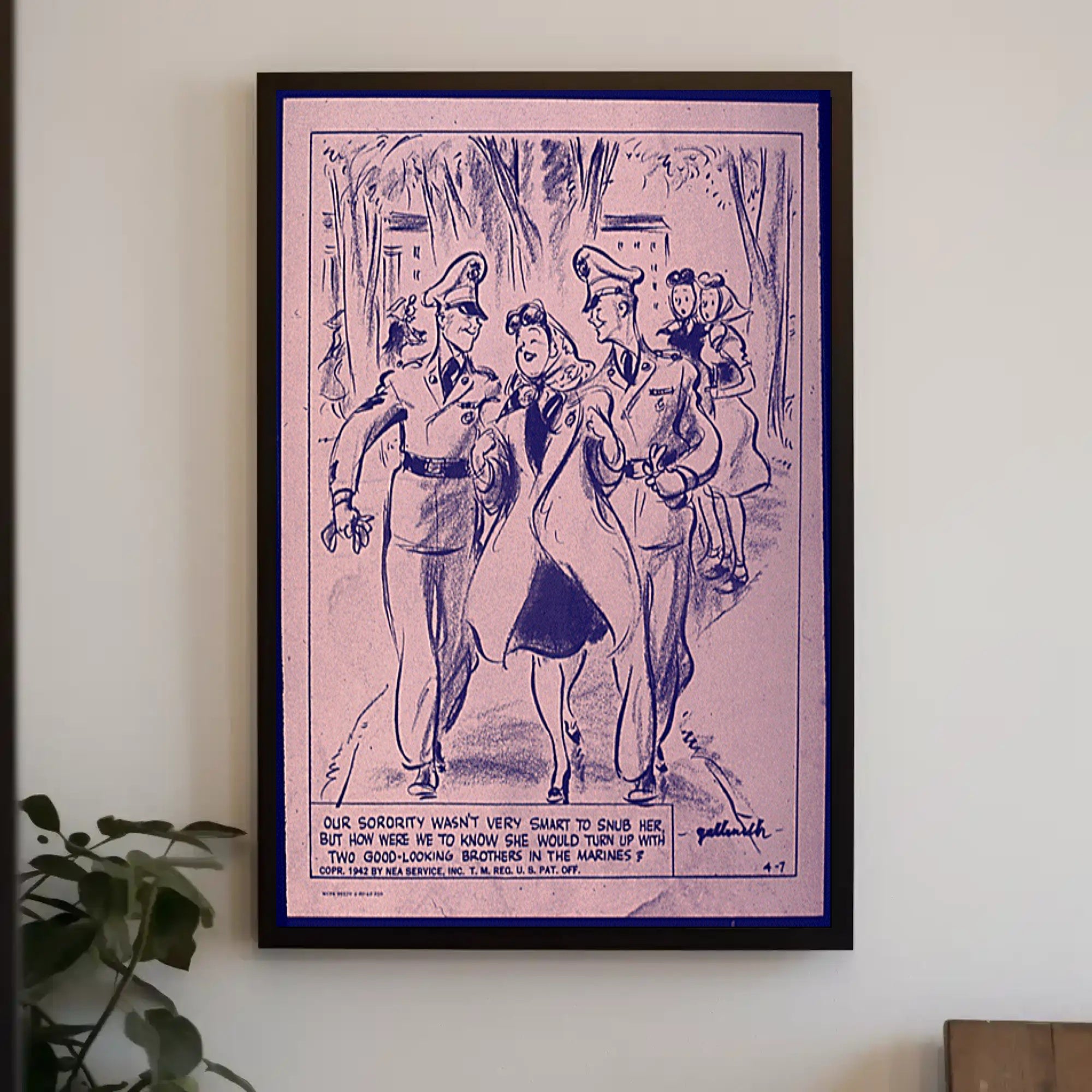 1942 Marine Camaraderie Vintage WWII Art Print