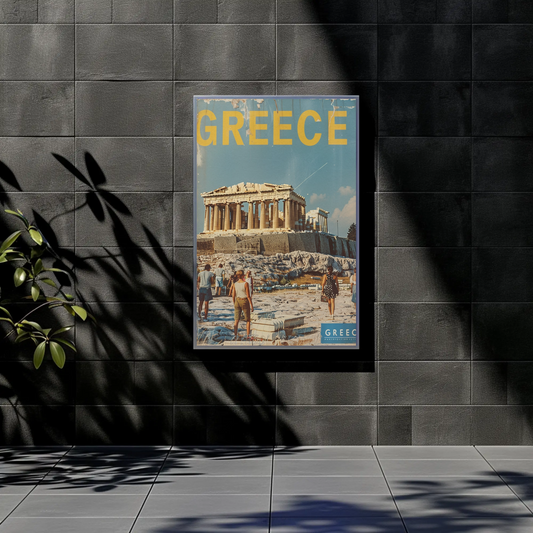 Greece Acropolis with Tourists Poster