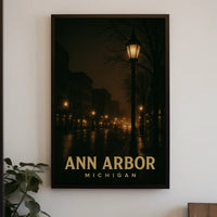 Ann Arbor Night Cityscape Photography Collectors Poster