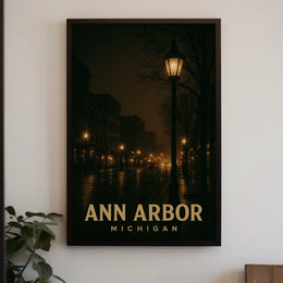 Ann Arbor Night Cityscape Photography Collectors Poster