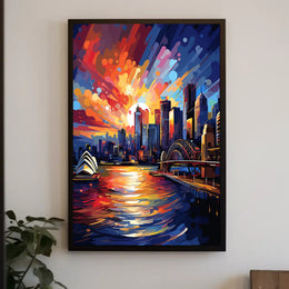 Vivid Cityscape At Sunset Poster