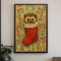 Festive Hedgehog In A Stocking Poster