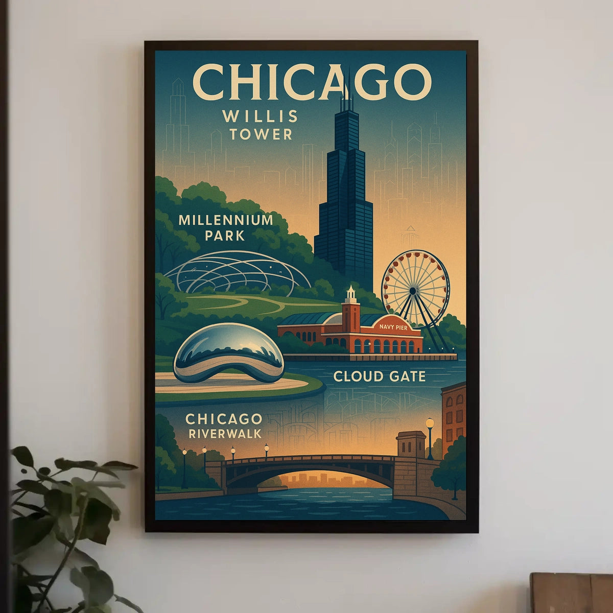 Discover Chicago Landmarks Poster