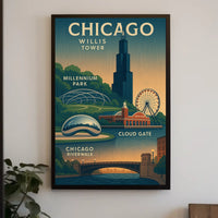 Discover Chicago Landmarks Poster