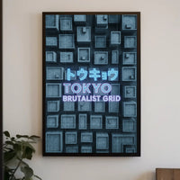 Tokyo Brutalist Grid Modern Urban Cityscape Poster