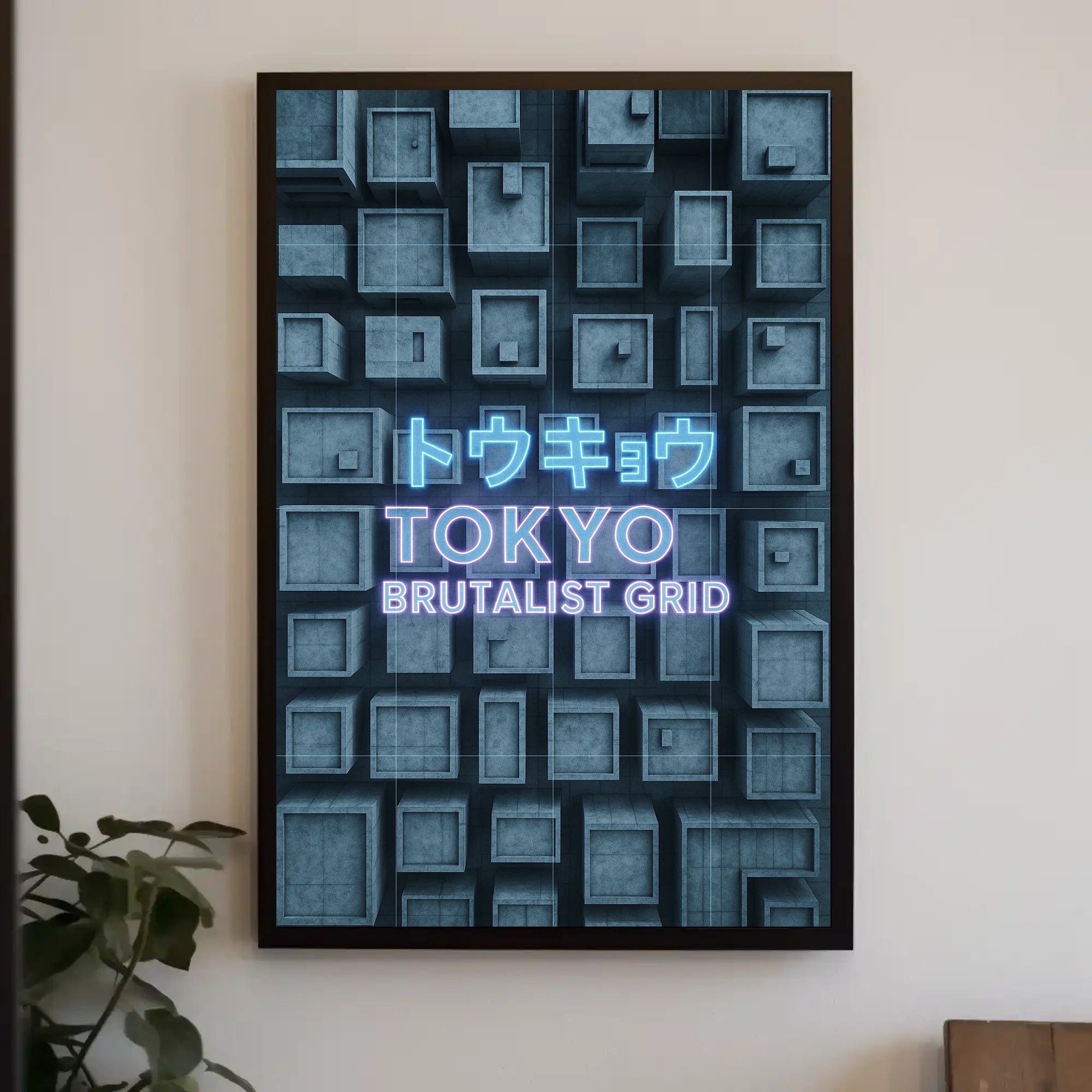 Tokyo Brutalist Grid Modern Urban Cityscape Poster