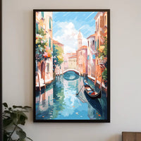 Venice Canal Gondola Scene Vintage Travel Poster