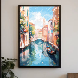 Venice Canal Gondola Scene Vintage Travel Poster