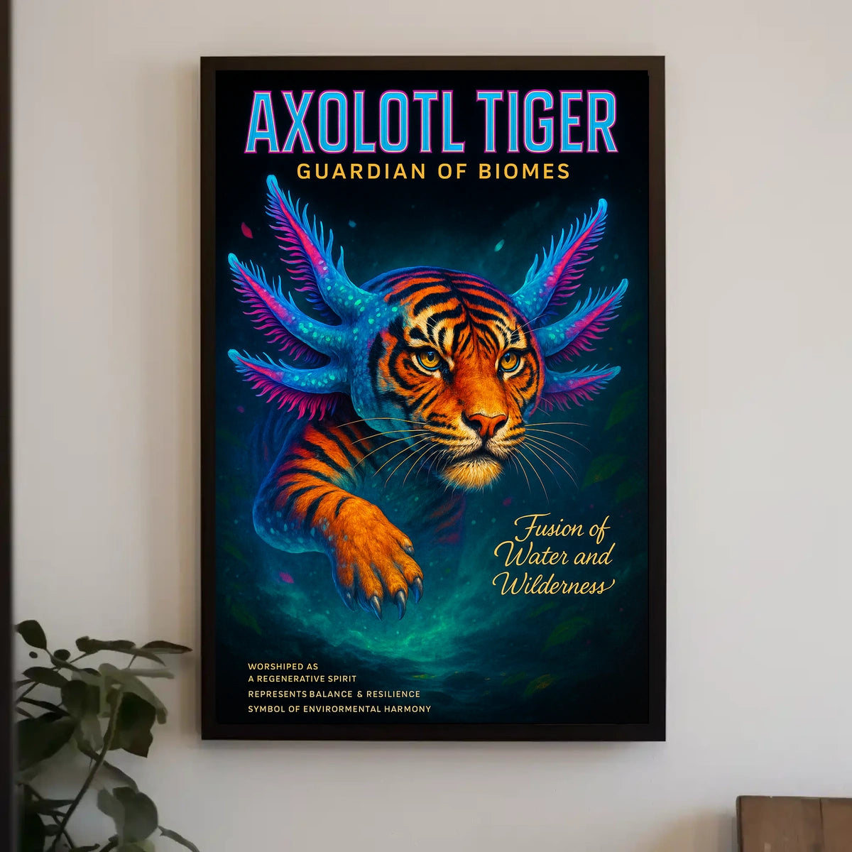 Axolotl Tiger Guardian of Biomes Poster