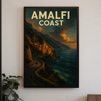 Amalfi Coast Poster Wall Art 18x24 Coastal Decor Print