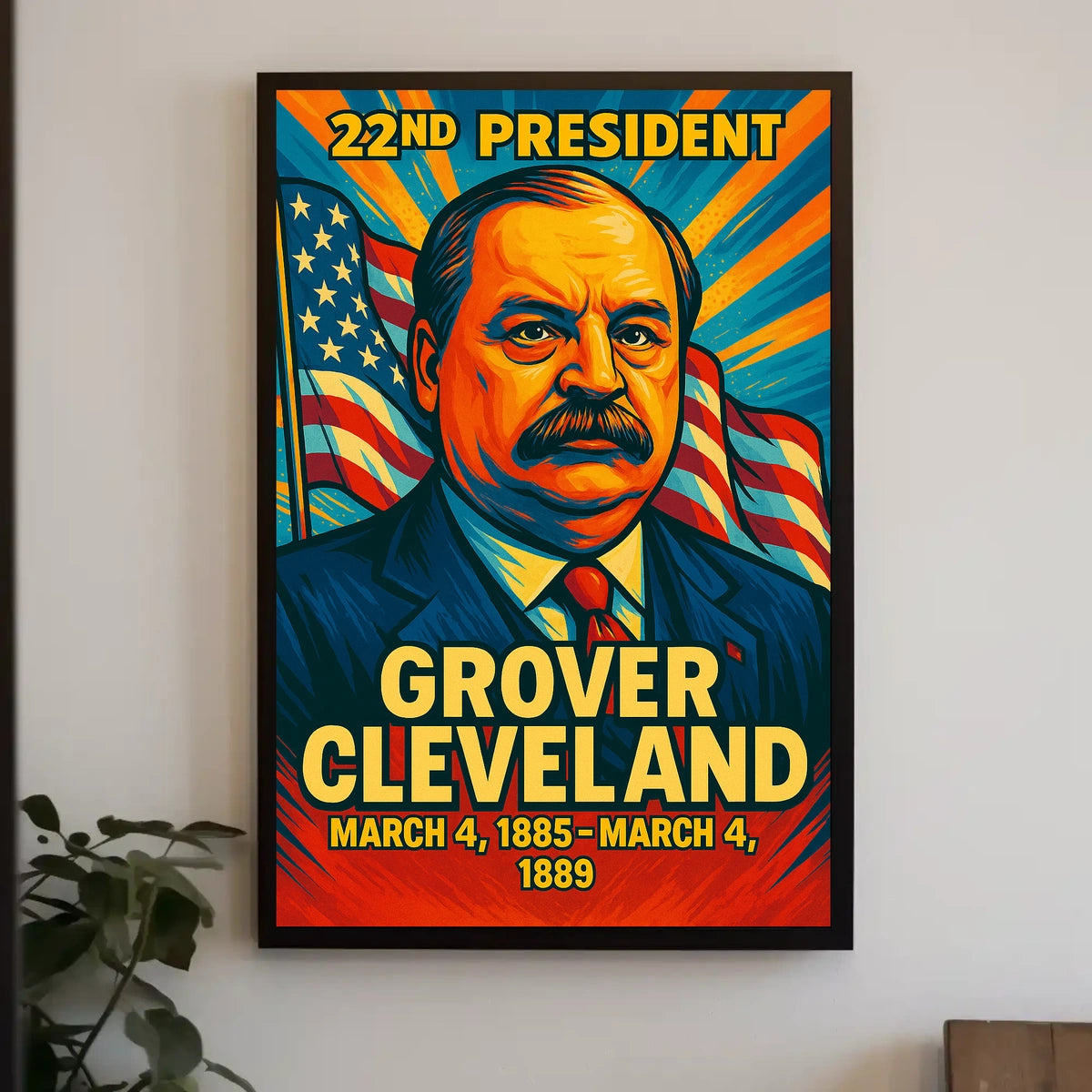Grover Cleveland 22nd President of the United States Colorful Comic Book Style Poster