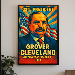 Grover Cleveland 22nd President of the United States Colorful Comic Book Style Poster