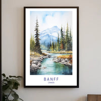 Serene Banff Landscape Watercolor Art National Park Poster PosterGoat