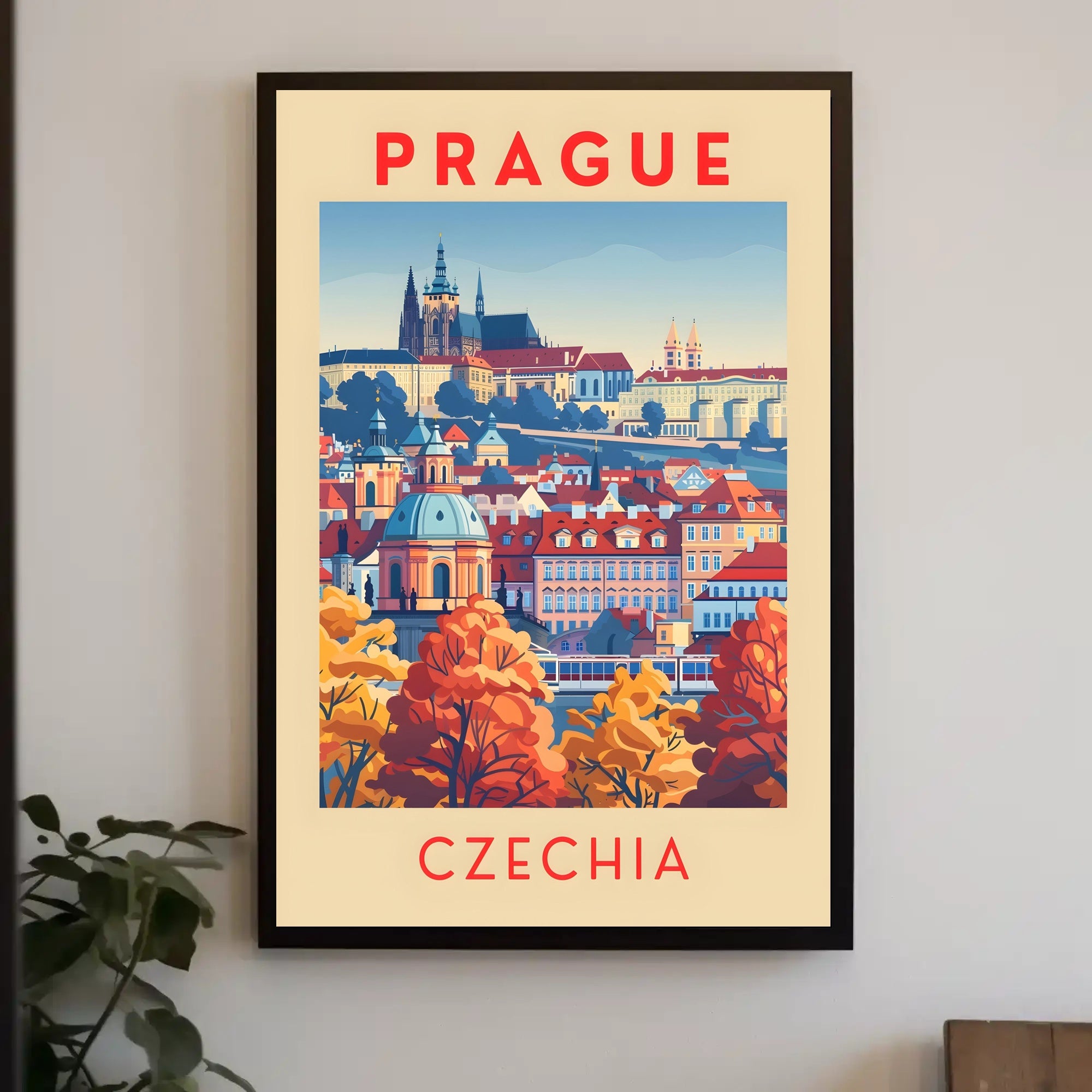 Stylized Historic Architecture of Prague Travel Poster