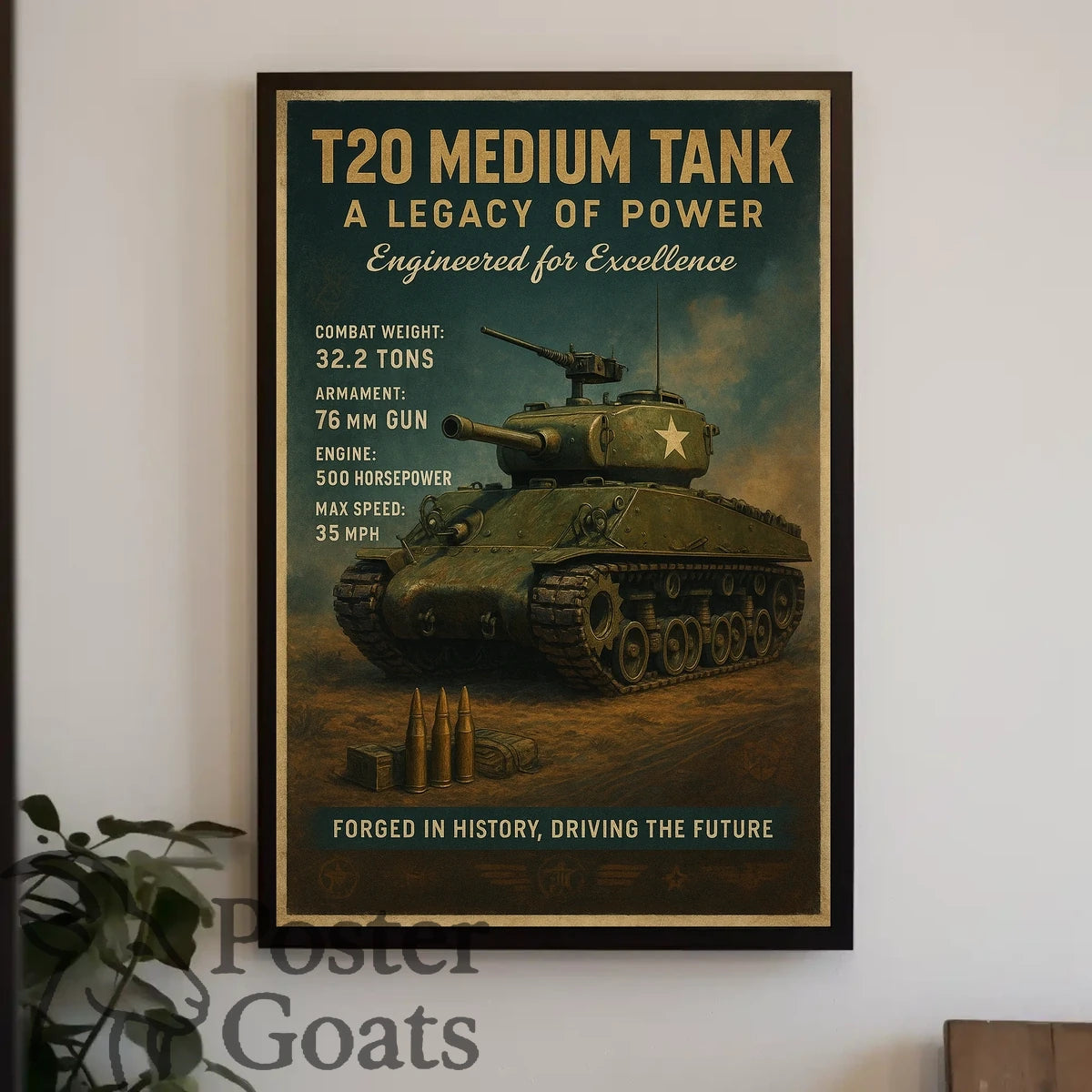 T20 Medium Tank Vintage Military Recruitment Poster