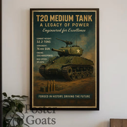 T20 Medium Tank Vintage Military Recruitment Poster
