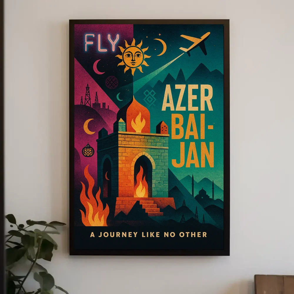 Azerbaijan Travel Adventure Vintage Mystical Landmarks Travel Poster PosterGoat