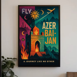 Azerbaijan Travel Adventure Vintage Mystical Landmarks Travel Poster PosterGoat