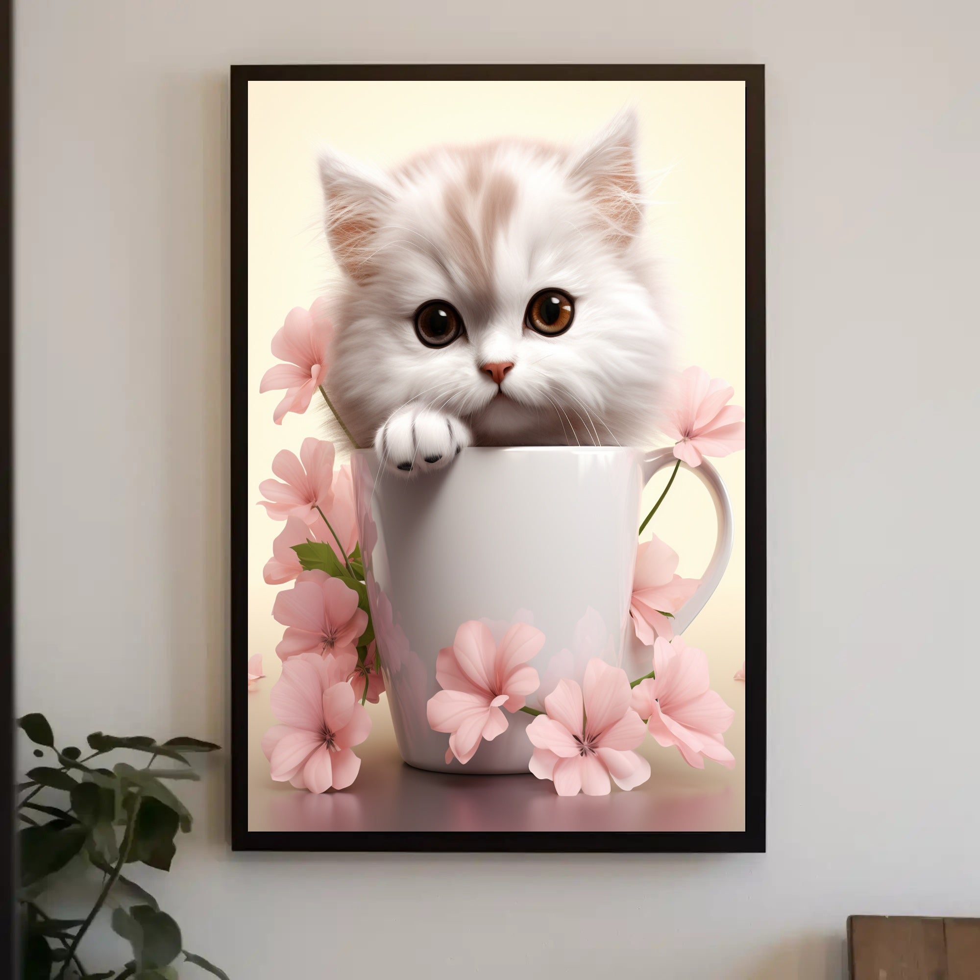 Kitten In A Cup Poster PosterGoat