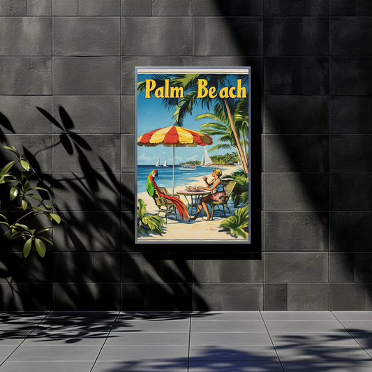 Palm Beach Vintage Poster Cafe Scene