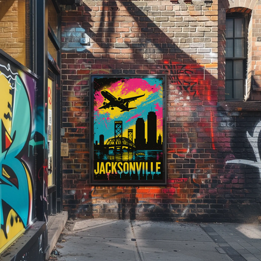 Jacksonville Florida Plane Skyline Bridge Poster Poster